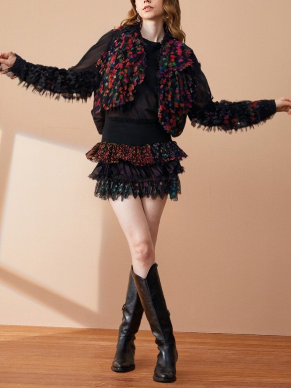 Free people ruffled mini skirt S